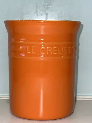 LE CREUSET Stoneware Crock Kitchen Utensil Holder Orange • £22