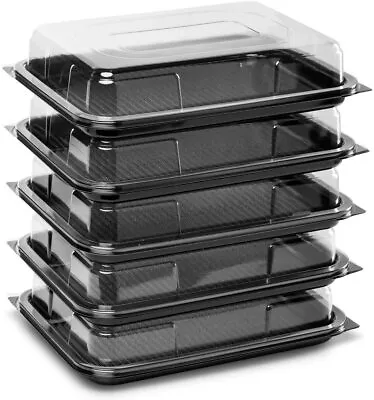 £15 • Buy 5 X Black Small Rectangular Sandwich Platters + Clear Lids Cakes Buffets Party
