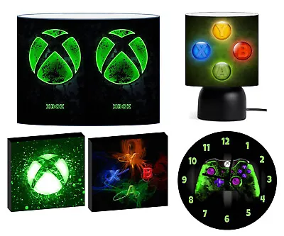 XBOX Neon Gaming CEILING SHADE TOUCH LAMP WALL ART CLOCK Or BUNDLE • £14.97