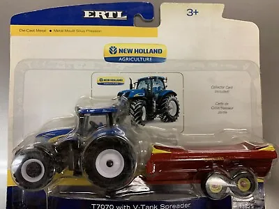 New Holland T7070 Tractor With V-Tank Manure Spreader By Ertl 1/64 Scale • $22