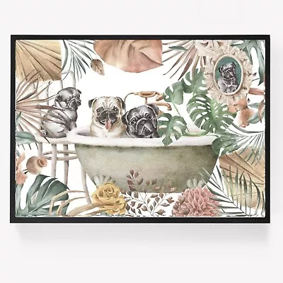 £4.50 • Buy Pug Dog Print Picture Poster Bath Bathroom Unframed A4 Home