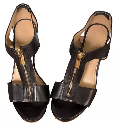 Michael Kors Women’s Open Toe Zipper Sandal Heels Black Size 8M • $24.99