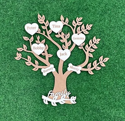 Wooden MDF Family Tree Craft Shape And Up To 10 Hearts Engraved • £4.95