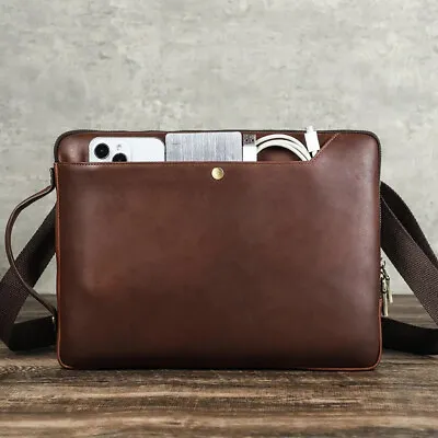 Genuine Leather Laptop Case Shoulder Bag For MacBook Air 13 Pro 14 Crossbody Bag • $56.99