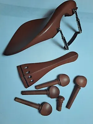 Violin 4/4 Boxwood Accessories Set PegsEndpinTailpiece/Chinrest • $10