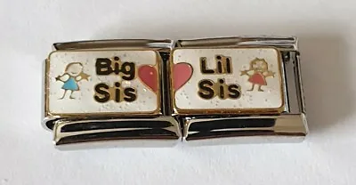 BIG LIL SIS 9mm Dbl Italian Charm I Love My SISTER Fits Classic Bracelets E121A • £3.99