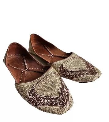 Mens Gold & Copper Indian Asian Wedding/Party Khussa Shoe Size 10.5 ( Approx ) • £10.99