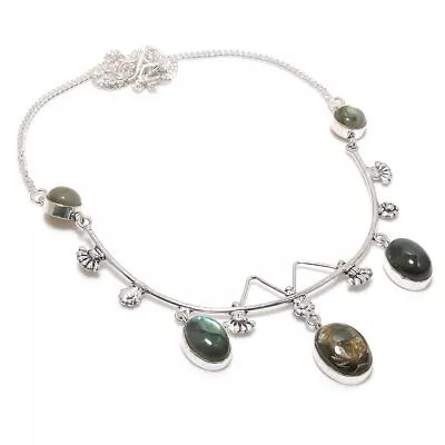 Labradorite Gemstone 925 Sterling Silver Jewelry Necklace 17-18  • £7.45