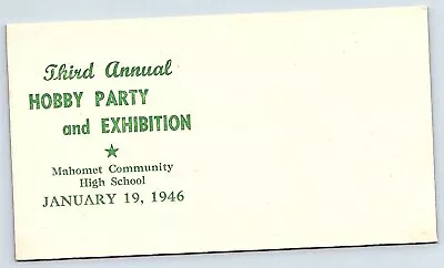 1946 Small Town Event Postal Cover 3rd Annual Hobby Party Mahomet High School IL • $3.20