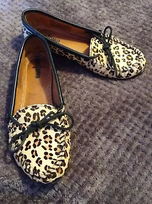 Minnetonka Leopard Print Suede Leather Moccasins 8.5 Womens • $15.99