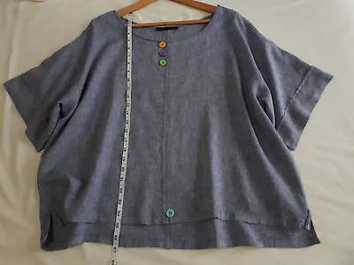 M&s Unique Arty Retro Chambray Spring/summer Tunic Shirt With Button Detail 20 • £5.95