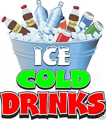 Ice Cold Drinks 14  Decal Water Soda Concession Food Truck Cart Vinyl Sticker • $15.95