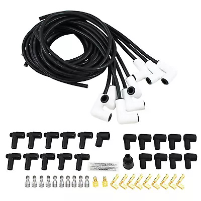 $73.95 • Buy Ceramic Hi Temp 90 Deg Boot Spark Plug Wires Spiral Core 8.0mm V8 W/ Looms Chevy