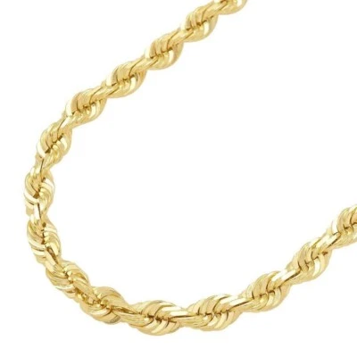 14K Yellow Gold Diamond Cut Rope Chain Necklace 1.5mm - 5mm Men Women 16 - 30  • $96.98