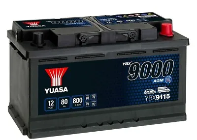 115AGM Yuasa Car Battery YBX9115 12V 80Ah Yuasa AGM Start Stop Car Battery • £161.99