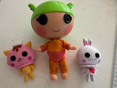 LaLaLoopsy Littles Doll Green Hair Orange Outfit Scoops Waffle & Bunny Pets Rare • $20