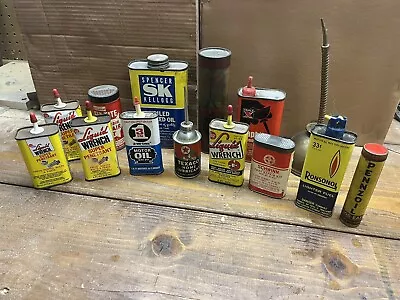 Vintage Handy Oiler Can Lot Of 13 Texaco Eagle 3-IN-ONE Pump Thumb More Oil Cans • $29