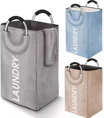 Large Capacity Thick Linen Laundry Basket Bag Toy Storage Bag Foldable Basket • £24.02