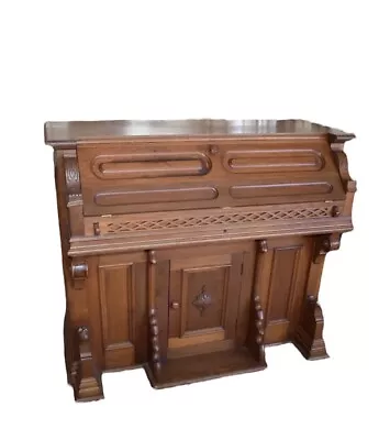 Antique Victorian Pump Organ Drop Front Desk Dining Bar  • $725