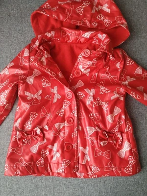 £8 • Buy Girls Leather Look Red Fleece Lined Coat Jacket Size 9-12 Months