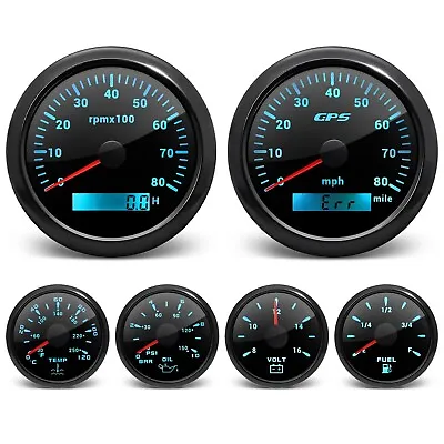 6 Gauge Set 85mm GPS Speedometer 0-120MPH Waterproof For Marine Boat Car US • $144.99