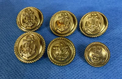 Vintage  6 X Gold Gilt Royal Merchant Navy Naval Military Uniform Buttons E • £18