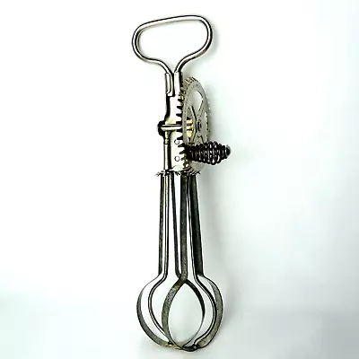 Antique 1920's A&J Metal Hand Crank Mixer Egg Beater 10  All Metal Made In USA • $9.94