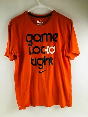 The Nike T Shirt Dri-Fit Men's Size Large Athletic Cut Orange Game Lockd Tight • $9