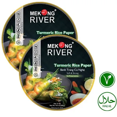 Vietnamese Turmeric Rice Paper Spring Roll Wrapper 16cm 300g (Pack Of 2) HALAL • £9.50