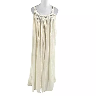 Vintage Grecian Goddess Cotton Gauze Braided-Neck Maxi Dress Ivory Size Medium • $99.88