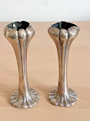 Nice Pair Antique Tulip Solid Silver Vases • £0.99