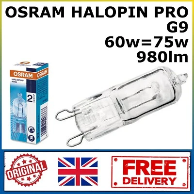 £3.95 • Buy Osram Halopin Pro G9 Energy Saving Halogen Capsule 60w=75w 980lm 2800k 240v