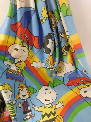 VTG Sears  Peanuts Gang Charlie Brown Snoopy & Friends Blanket Coverlet 70x 106  • $22.49