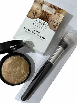 Laura Geller Baked Balance N Brighten Powder Foundation ~ 9g ~ Shade Tan & Brush • £25.95