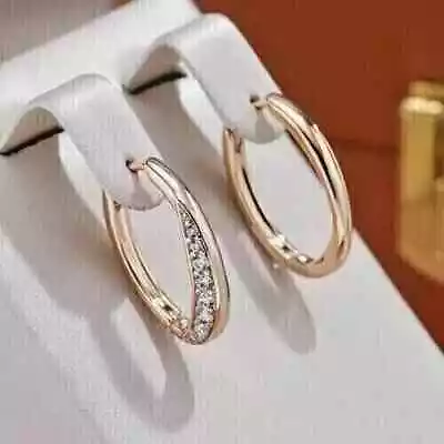 1.50 Ct Lab-Created Diamond 14K Rose Gold Plated Women's Huggee Hoop Earrings • $83.99