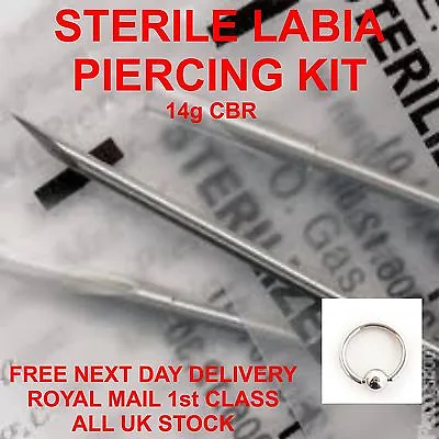 STERILE LABIA PIERCING KIT CBR 14g*** FREE POST*** • £6.95