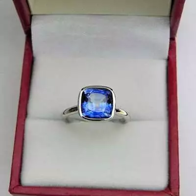 3.25 Ct Natural Blue Sapphire  925 Sterling Silver Handmade Ring Gift For Her • $30.26