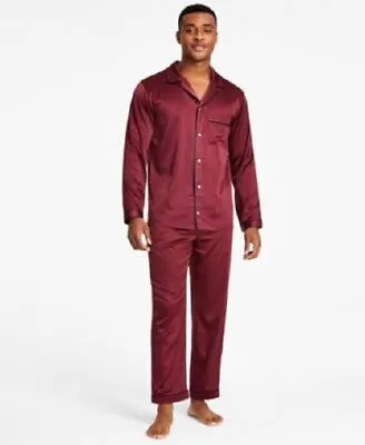 $100 INC International Concepts Men's 2-Pc Tipped Satin Pajama Set Red Size L • $18.99