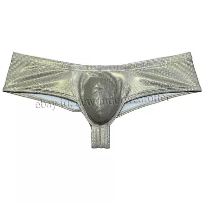 Men Shiny Metallic Cheek Underwear Boxer Briefs Sports Shorts Mini Bikini Trunks • $10.43