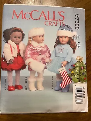 McCalls Crafts Pattern M7300 ~ 18  Doll Clothes ~ Holiday Outfits~Stocking~Tree • $3.75