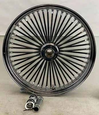 21 3.5 Black Fat 52 Mammoth Spoke Front Wheel Chrome Rim 08-20 Harley Touring OB • $399.86