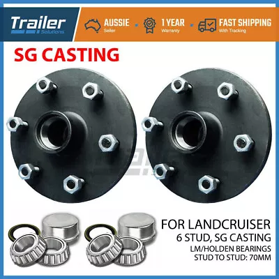 Pair Trailer Hub For Landcruiser 6 Stud With Holden LM Bearings. SG CASTING • $84