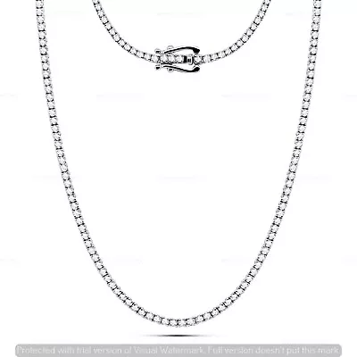 4 CT I2-Natural Diamond 1-Row Tennis Necklace 16 Inch Sterling Silver • $1646.30