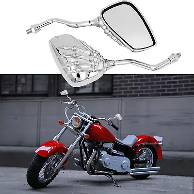 Chrome Skeleton Hand Motorcycle Rearview Side Mirrors For 150cc 125cc Scooter US • $20.99