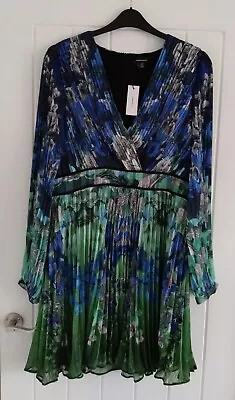 Karen Millen Occasion Dress - Mirrored Ombre Floral Pleat - BNWT - Size 20 • £65