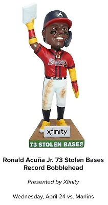 Ronald Acuna 73 SB Record Bobblehead SGA 4/24/2024 Pre-Sale NIB (FREE Shipping) • $85