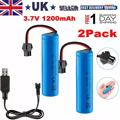 2pack Lipo Battery 3.7v 1200mAh For DE45 DE42 Remote Control Car SM Plug Battery • £10.44