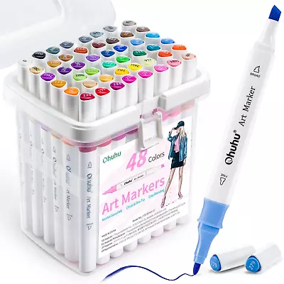 Ohuhu Markers Brush Tip 48-color Double Tipped Alkohol Based Markers For Kids A • $53.14