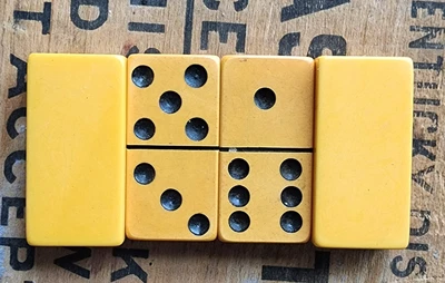 $7.95 • Buy Vintage Butterscotch Bakelite Domino 4 Pieces 2  X 1  X 3/8 