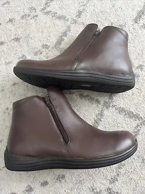 Drew Zippy 19191-64 Brown Leather Zip Up Boots Womens Sz 10.5 M • £52.07